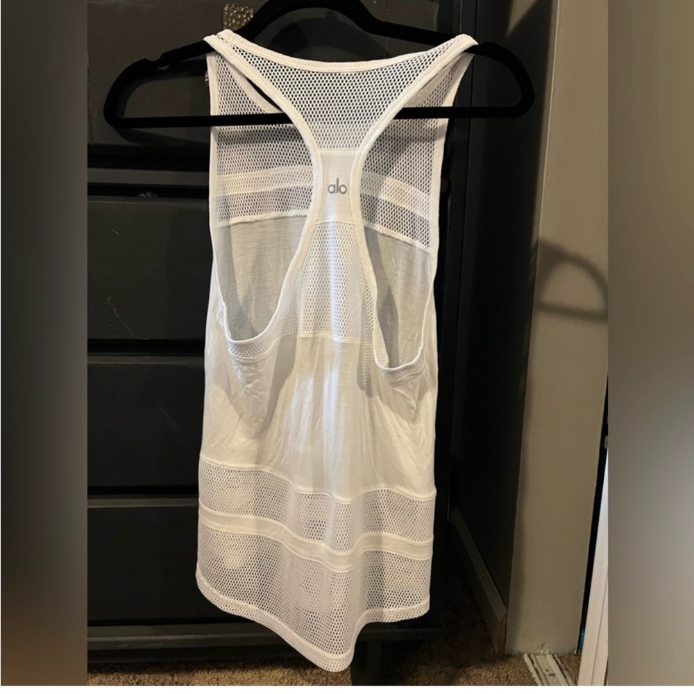 ALO Yoga White Mesh Tank Top